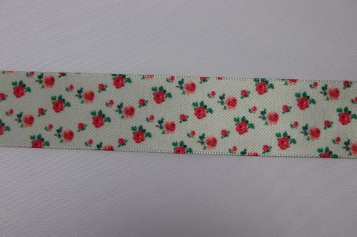 Satinband Blumen - Hoodieband - kiesel - 25 mm